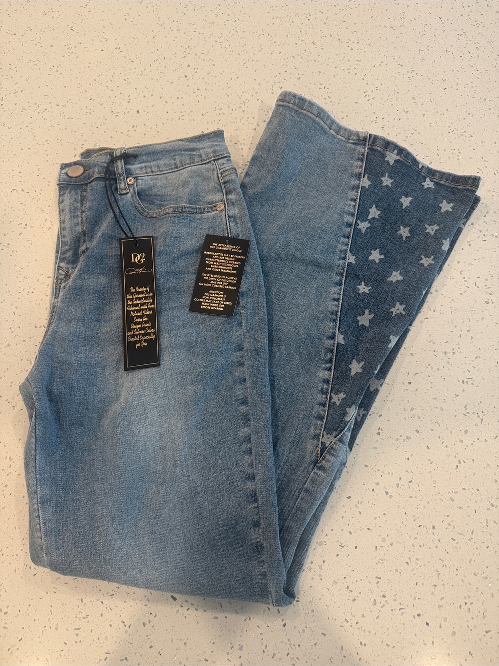 DG2 New Classic Stretch Denim Star Panel Flare Jean